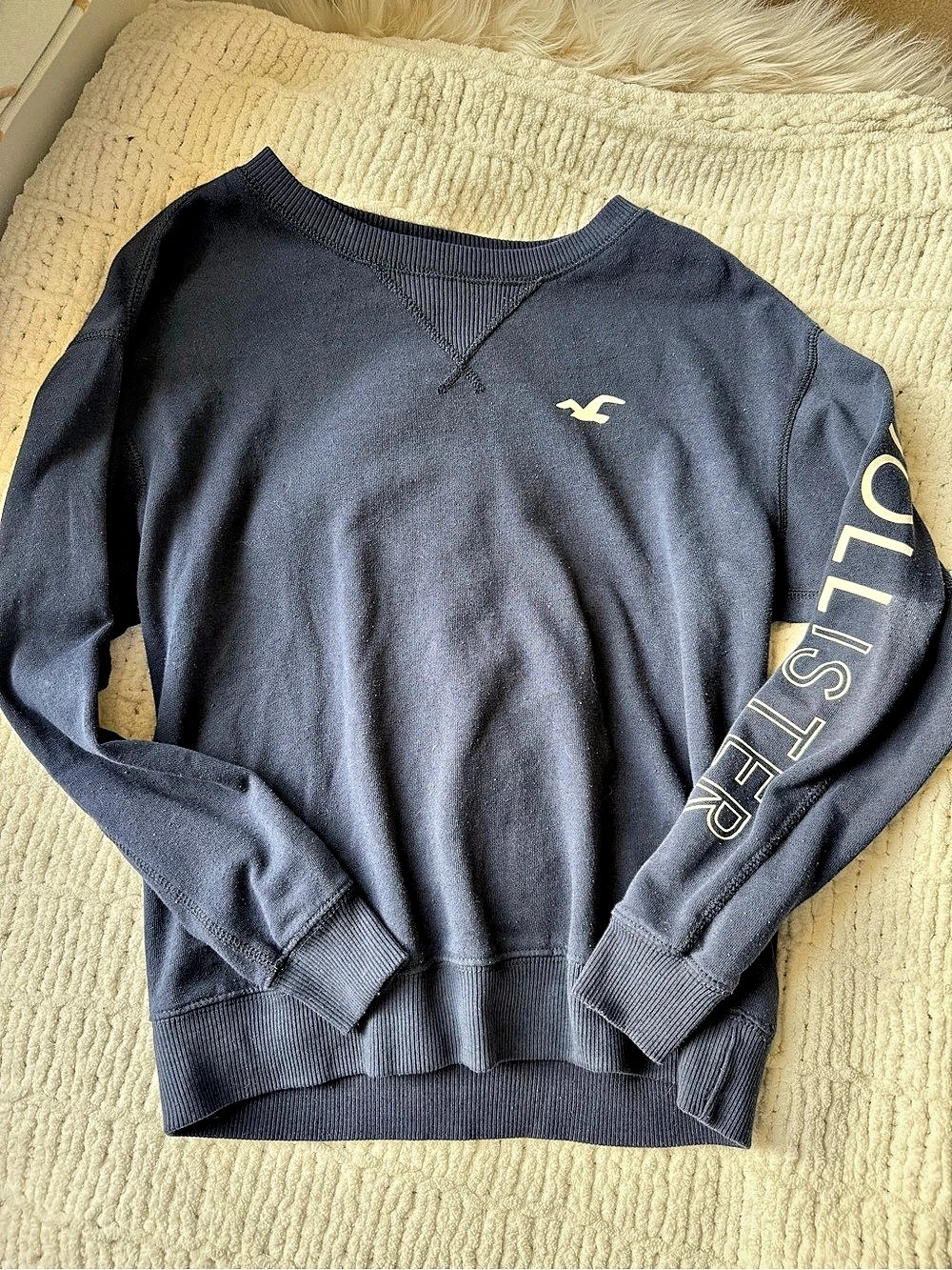 Hollister Logo Graphic Crew Sweatshirt Blue